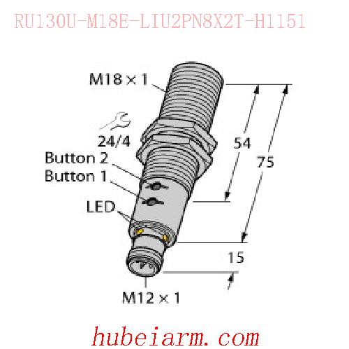 【1610026 RU130U-M18E-LIU2PN8X2T-H1151 超声波传感器 】 TURCK图尔克_厂家代理-湖北埃尔米