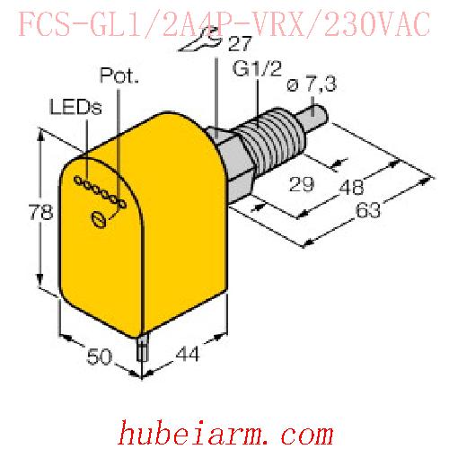 【6870098 FCS-GL1/2A4P-VRX/230VAC 流量传感器 】 TURCK图尔克_厂家代理-湖北埃尔米