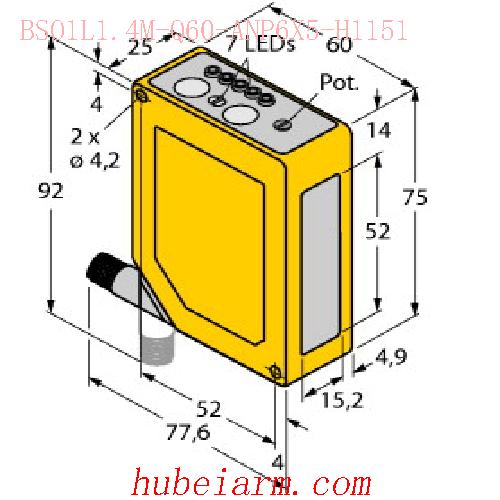 【7700491 BSO1L1.4M-Q60-ANP6X5-H1151 光电传感器 激光传感器 】 TURCK图尔克_厂家代理-湖北埃尔米